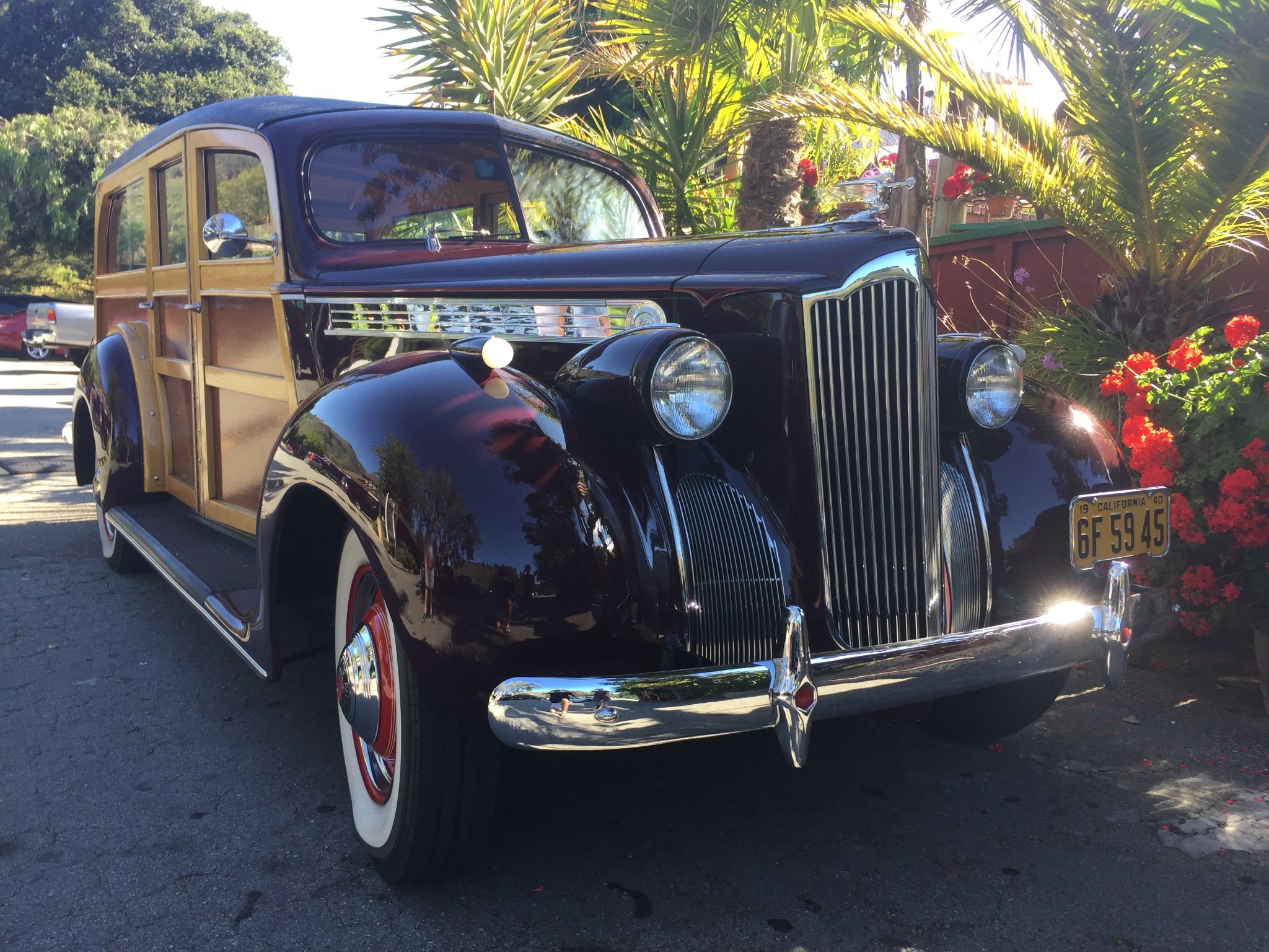 Black wood-bodied classic automobile
