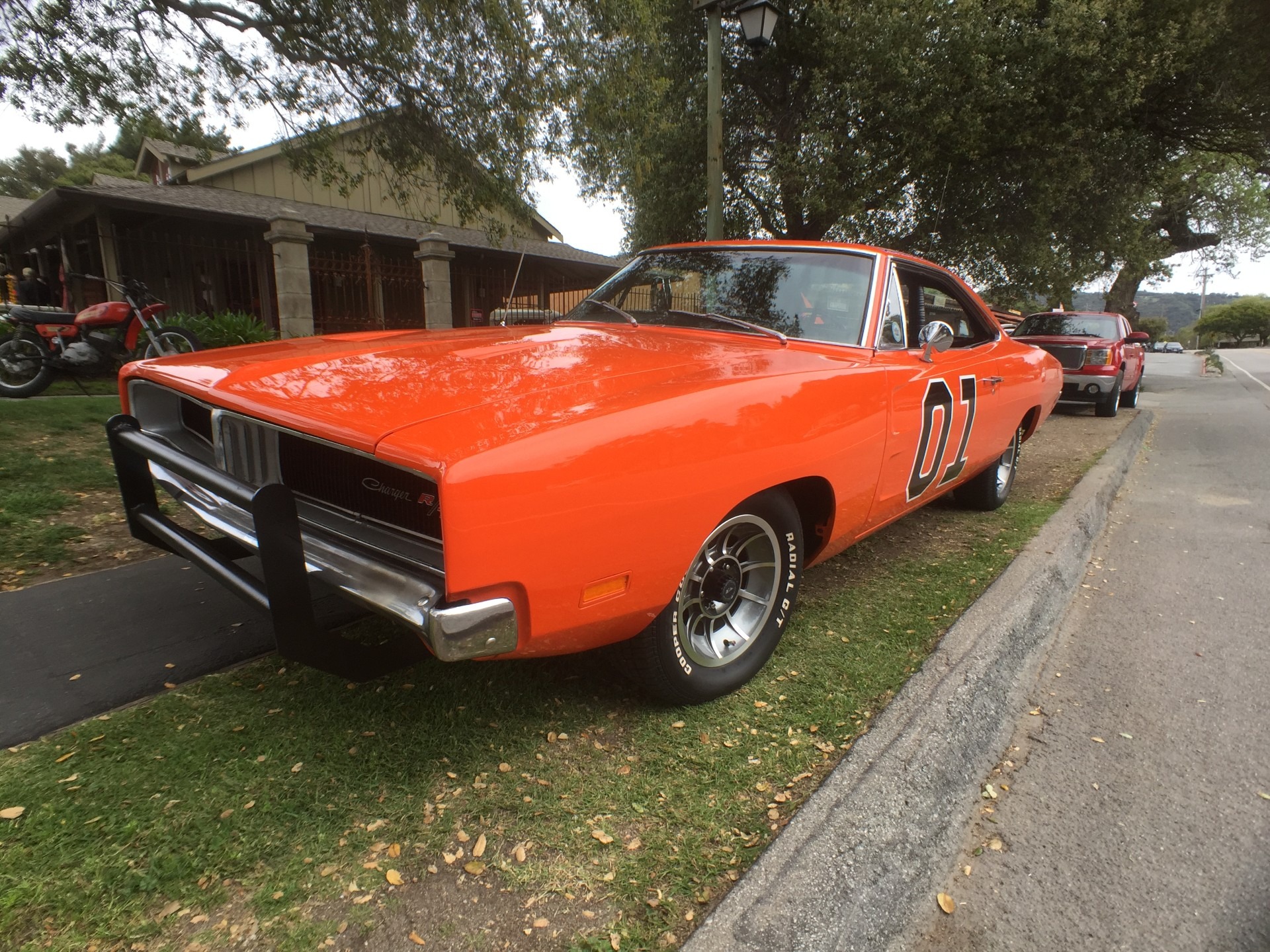 Orange classic muscle car